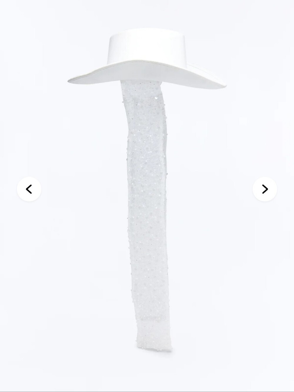 White Cowboy Hat with Veil - Picture 3 of 5